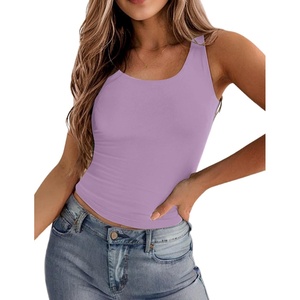 Zeagoo Women’s Double Lined Square Neck Tank Top Sleeveless Basic Crop Tops(Light Purple)
