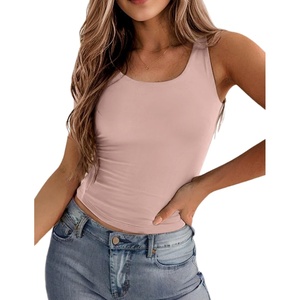 Zeagoo Women’s Double Lined Square Neck Tank Top Sleeveless Basic Crop Tops(Mauve Pink)