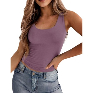 Zeagoo Women’s Double Lined Square Neck Tank Top Sleeveless Basic Crop Tops(Purple)