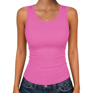 Zeagoo Womens Sleeveless Scoop Neck Tank Tops Ribbed Fitted Basic Tops 2026(Hot Pink)