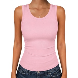 Zeagoo Womens Sleeveless Scoop Neck Tank Tops Ribbed Fitted Basic Tops 2026(Pink)