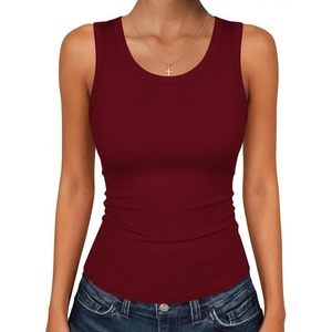 Zeagoo Womens Sleeveless Scoop Neck Tank Tops Ribbed Fitted Basic Tops 2026(Wine Red)