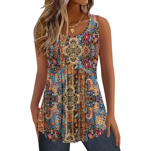 Zeagoo Womens Summer Sleeveless Tank Tops Crew Neck Babydoll Casual Tops(Aa Paisley Floral Print)