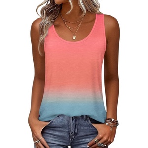 Zeagoo Womens Tank Tops Flowy Loose Fit Scoop Neck Casual Summer Tops Curvy Hem(Rainbow-jb218)