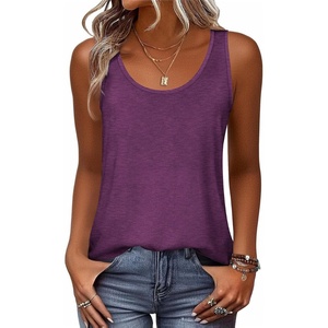 Zeagoo Womens Tank Tops Flowy Loose Fit Scoop Neck Casual Summer Tops Curvy Hem(Wine)