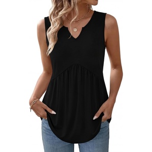 Zeagoo Womens Tank Tops Sleeveless Peplum V Neck Babydoll Casual Flowy Boho Beach Summer Shirts(Black)