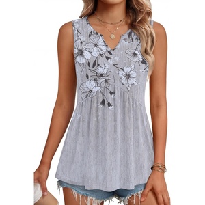 Zeagoo Womens Tank Tops Sleeveless Peplum V Neck Babydoll Casual Flowy Boho Beach Summer Shirts(Floral Dh62)