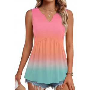 Zeagoo Womens Tank Tops Sleeveless Peplum V Neck Babydoll Casual Flowy Boho Beach Summer Shirts(Print Jb218)