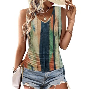Zeagoo Womens Tank Tops Summer Ruched Top V Neck Sleeveless Drawstring Side Casual Trendy Shirts 2026(Pattern Cx289)