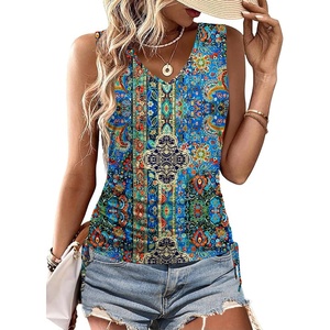 Zeagoo Womens Tank Tops Summer Ruched Top V Neck Sleeveless Drawstring Side Casual Trendy Shirts 2026(Pattern Mz779)
