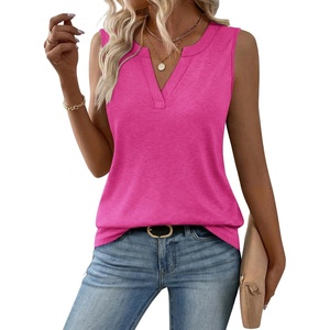 Zeagoo Womens V Neck Tank Tops Summer Tops Sleeveless Shirts Dressy Clothes(Rose Red)
