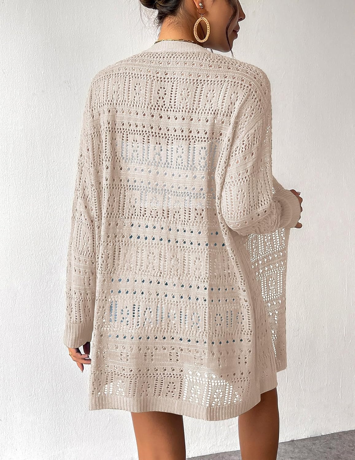 image:imageZeagoo Womens 2026 Summer Crochet Cardigan Sweaters Lightweight Boho KimonoApricot