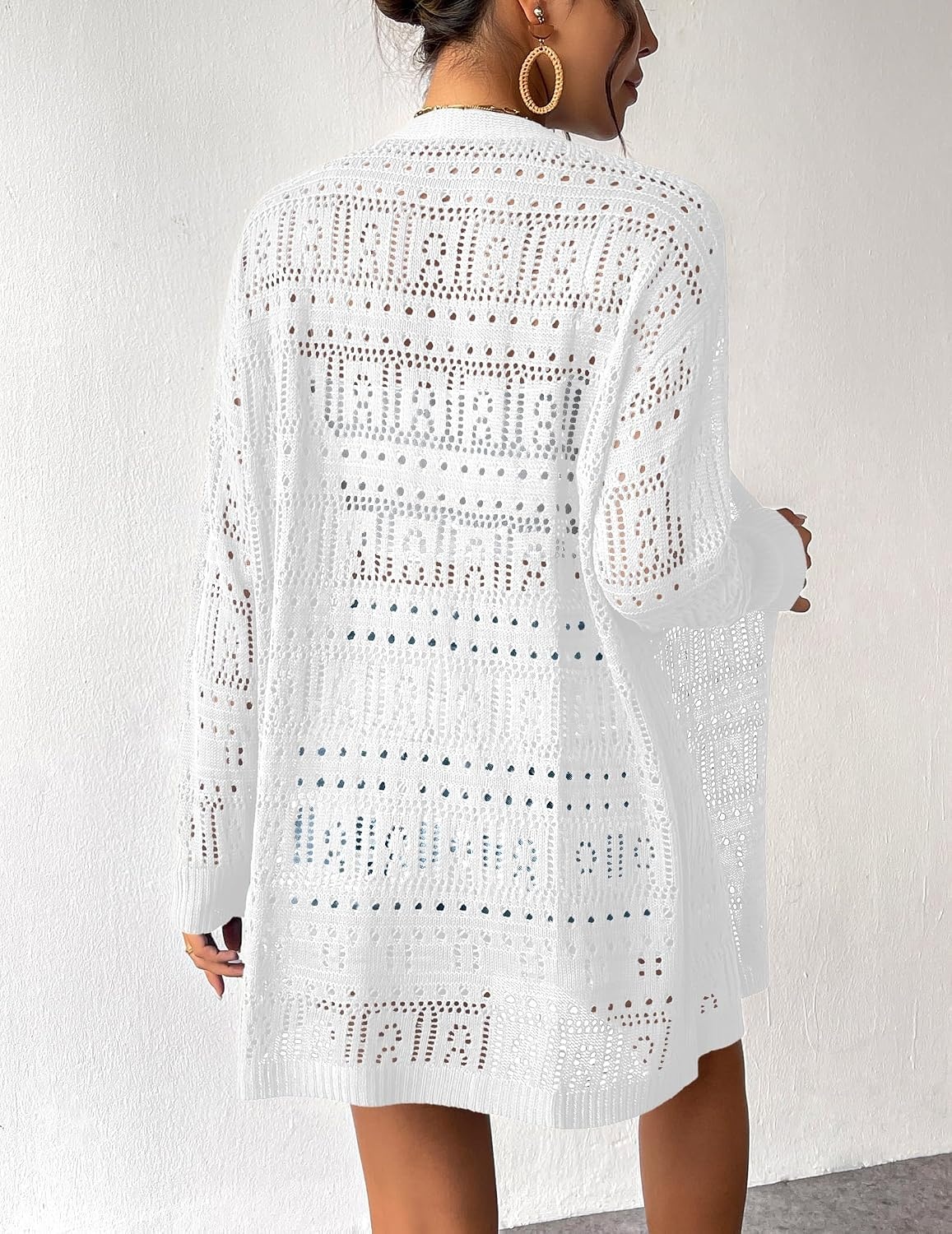 image:imageZeagoo Womens 2026 Summer Crochet Cardigan Sweaters Lightweight Boho KimonoAwhite
