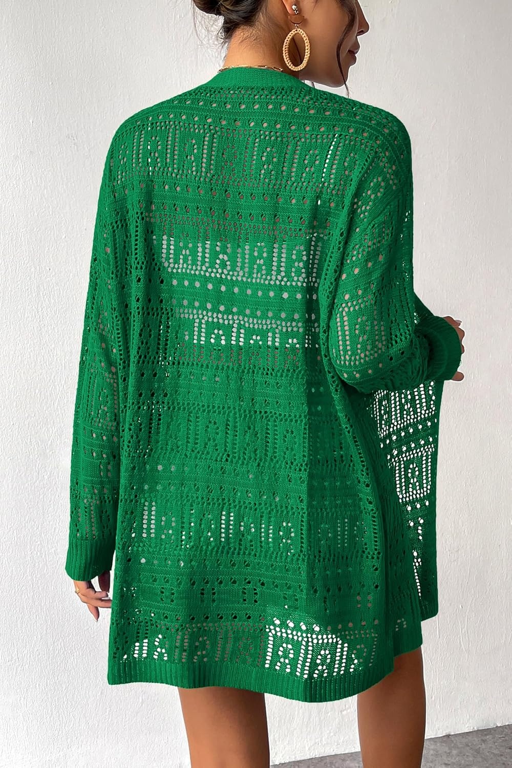 image:imageZeagoo Womens 2026 Summer Crochet Cardigan Sweaters Lightweight Boho KimonoGreen