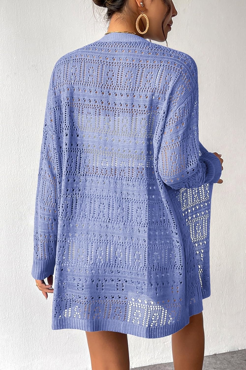 image:imageZeagoo Womens 2026 Summer Crochet Cardigan Sweaters Lightweight Boho KimonoLight Blue