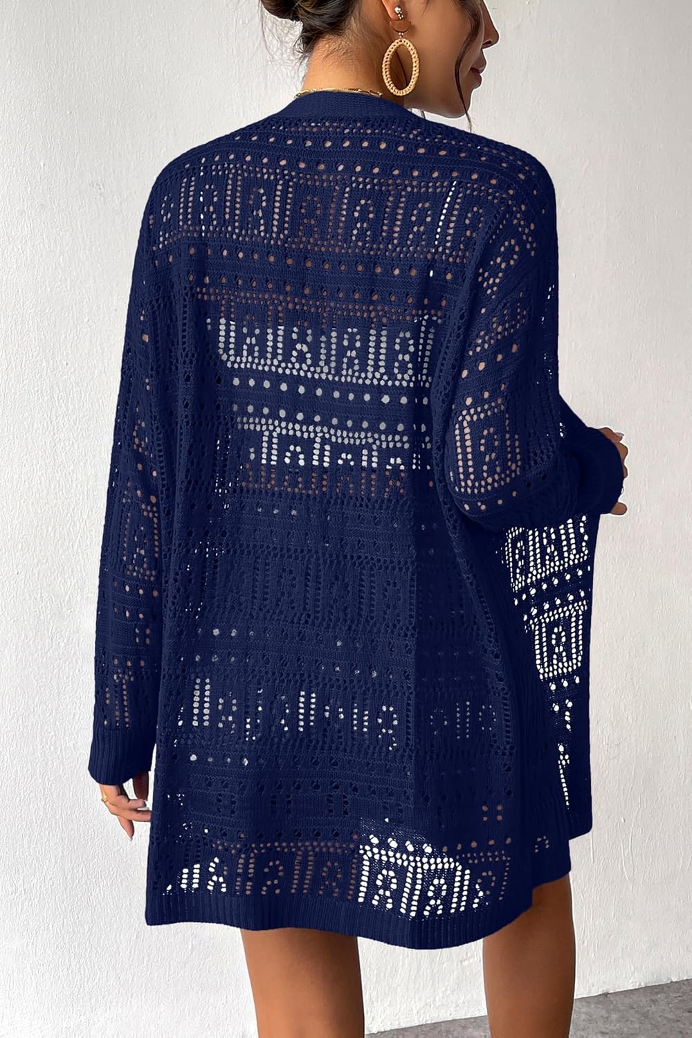 image:imageZeagoo Womens 2026 Summer Crochet Cardigan Sweaters Lightweight Boho KimonoNavy Blue