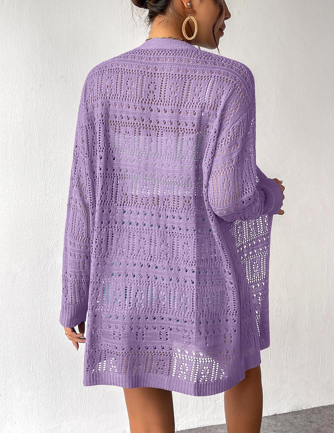 image:imageZeagoo Womens 2026 Summer Crochet Cardigan Sweaters Lightweight Boho KimonoPurple