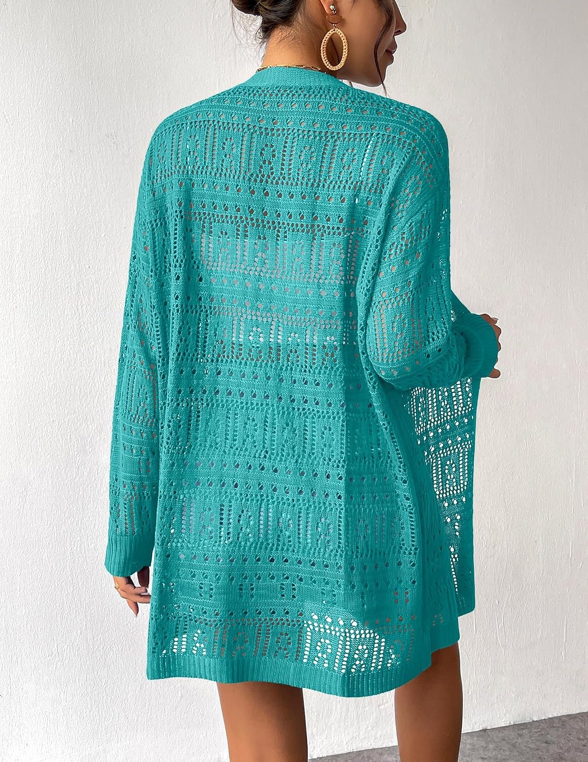 image:imageZeagoo Womens 2026 Summer Crochet Cardigan Sweaters Lightweight Boho KimonoTeal