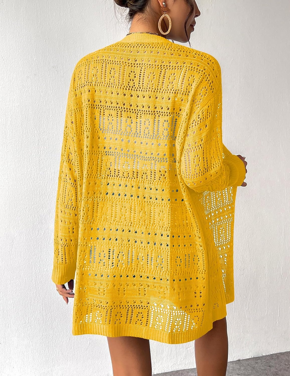 image:imageZeagoo Womens 2026 Summer Crochet Cardigan Sweaters Lightweight Boho KimonoYellow