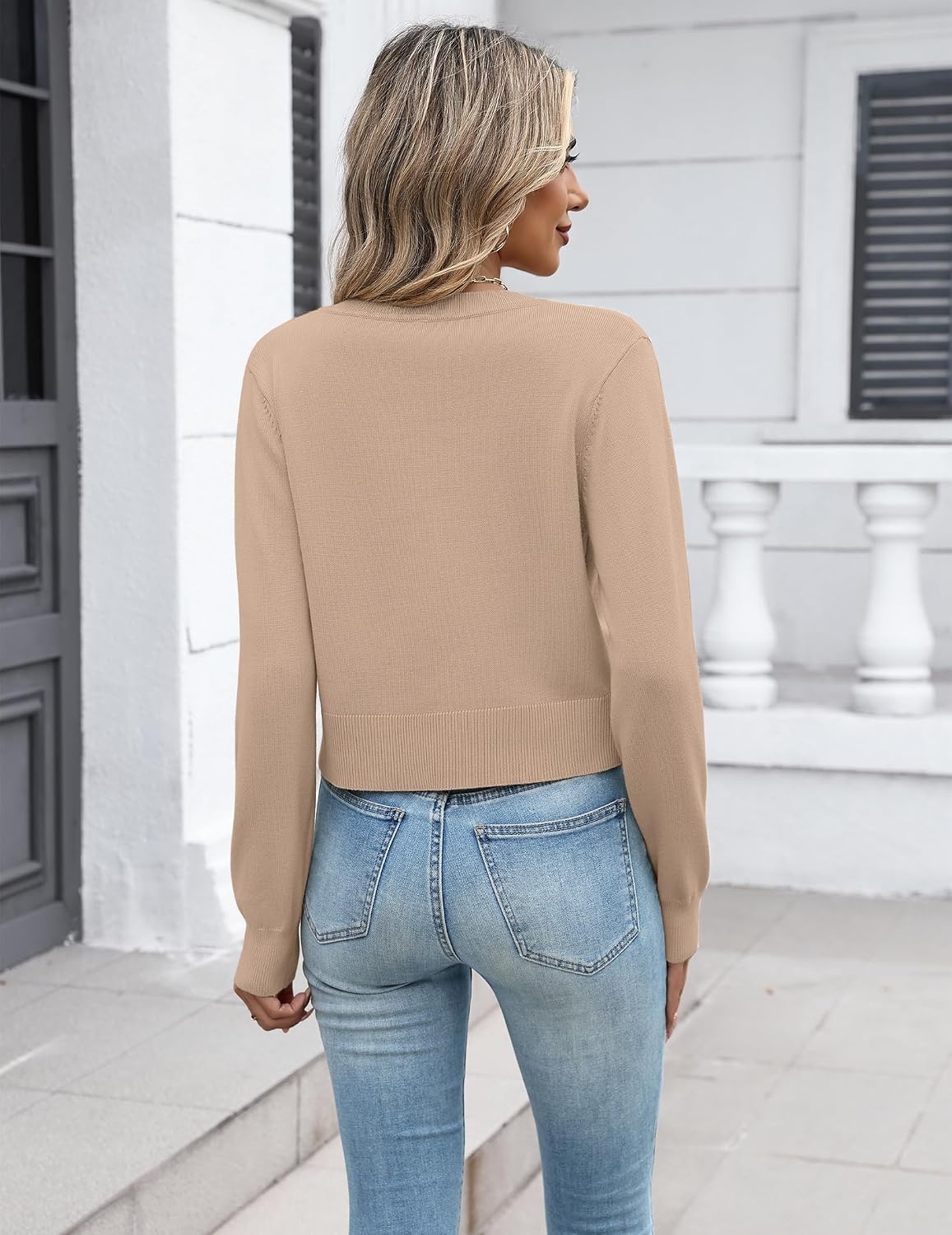 image:imageZeagoo Womens Cropped Cardigan Sweaters Lightweight Bolero Shrug for DressKhaki