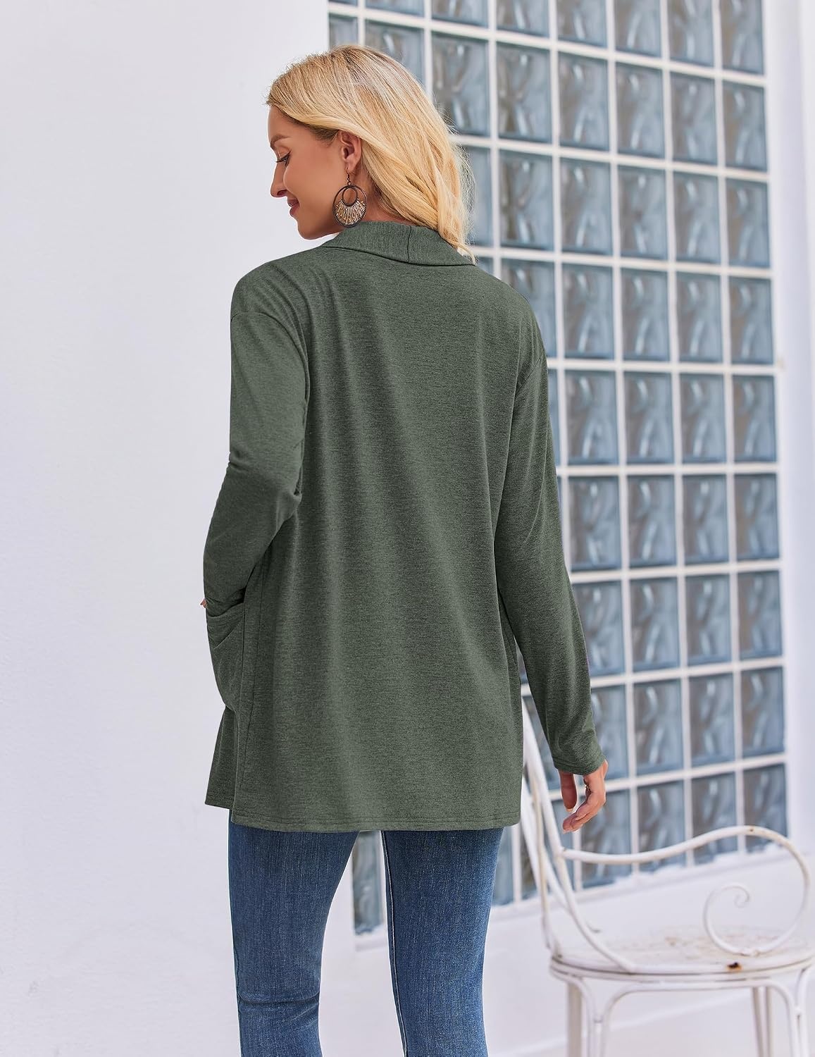 image:imageZeagoo Womens Lightweight Cardigan Open Front Long Sleeve Casual CardigansArmy Green