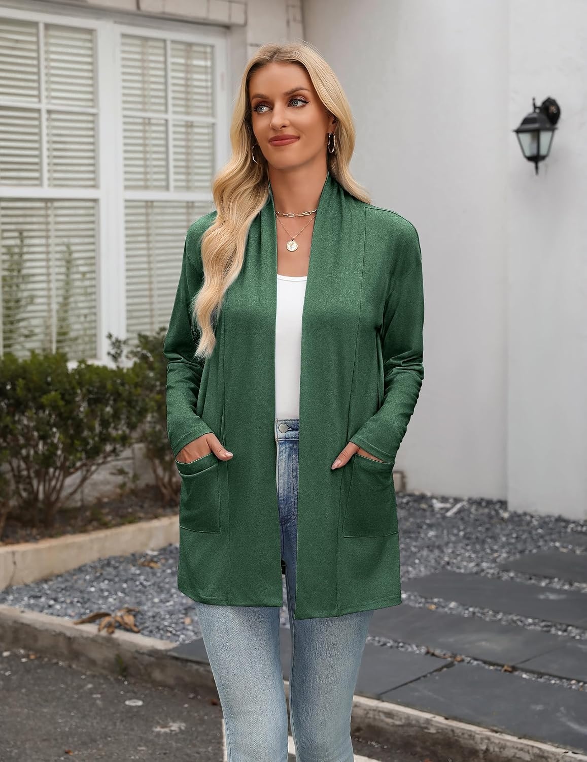 image:imageZeagoo Womens Lightweight Cardigan Open Front Long Sleeve Casual CardigansGreen