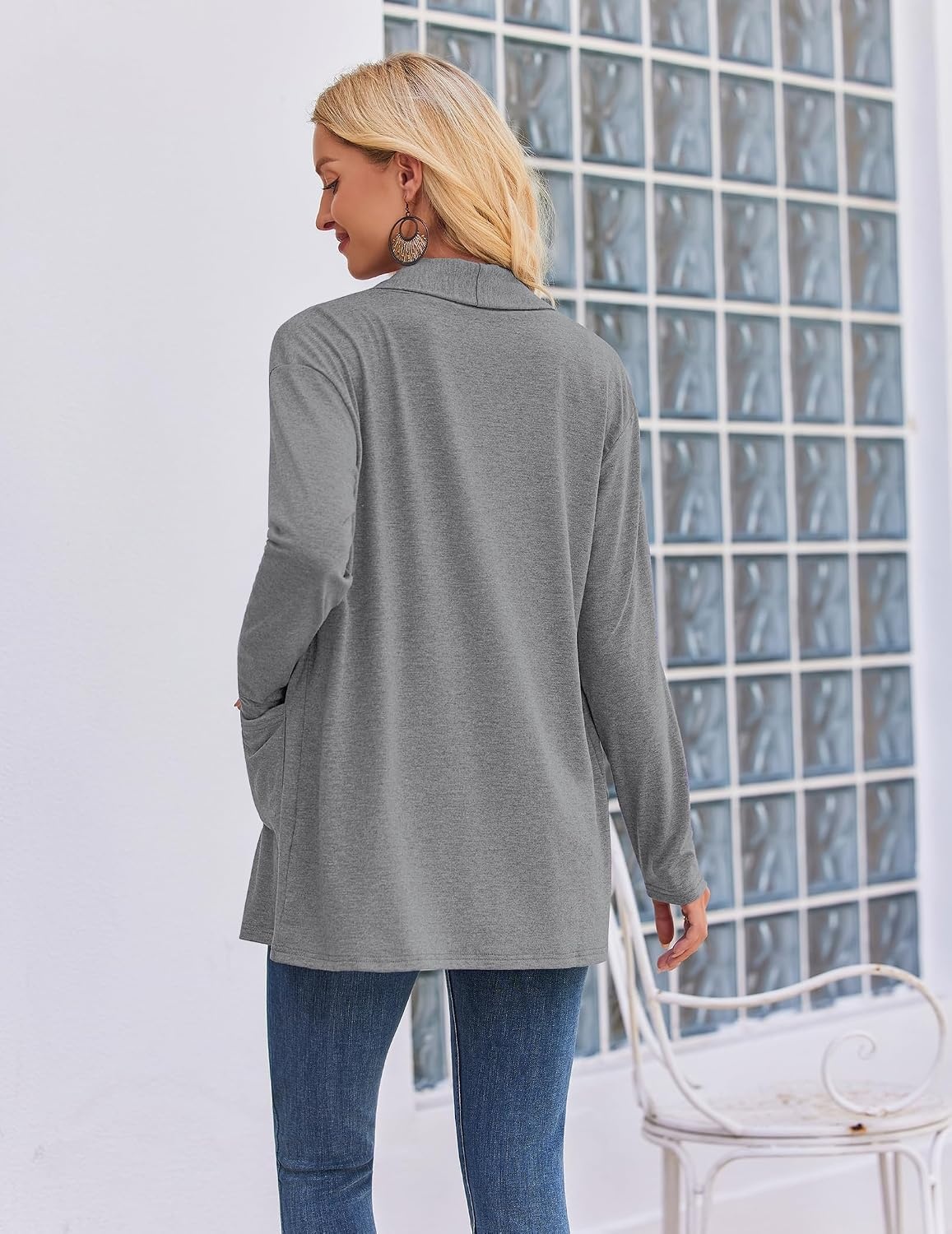 image:imageZeagoo Womens Lightweight Cardigan Open Front Long Sleeve Casual CardigansLight Grey