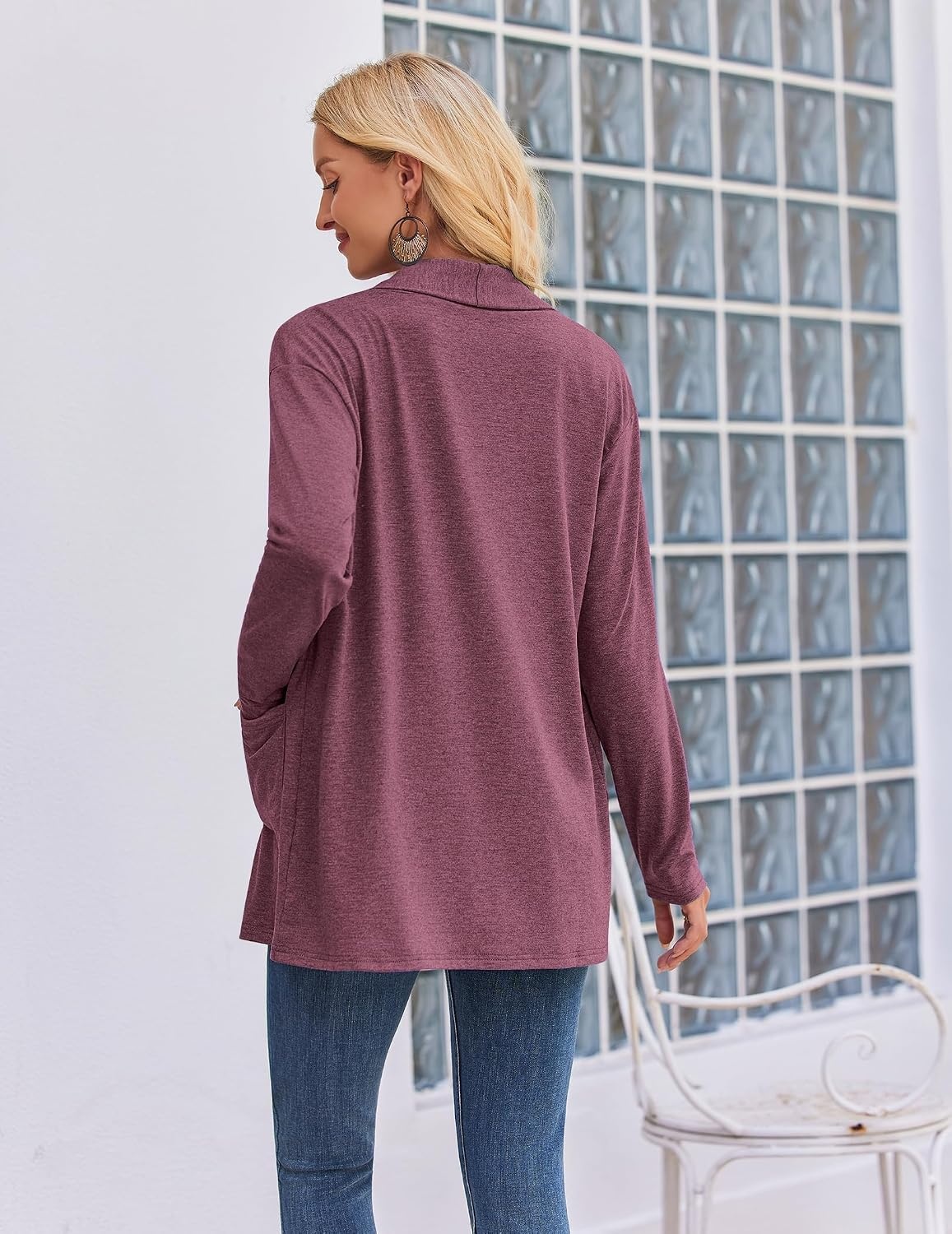 image:imageZeagoo Womens Lightweight Cardigan Open Front Long Sleeve Casual CardigansWine Red