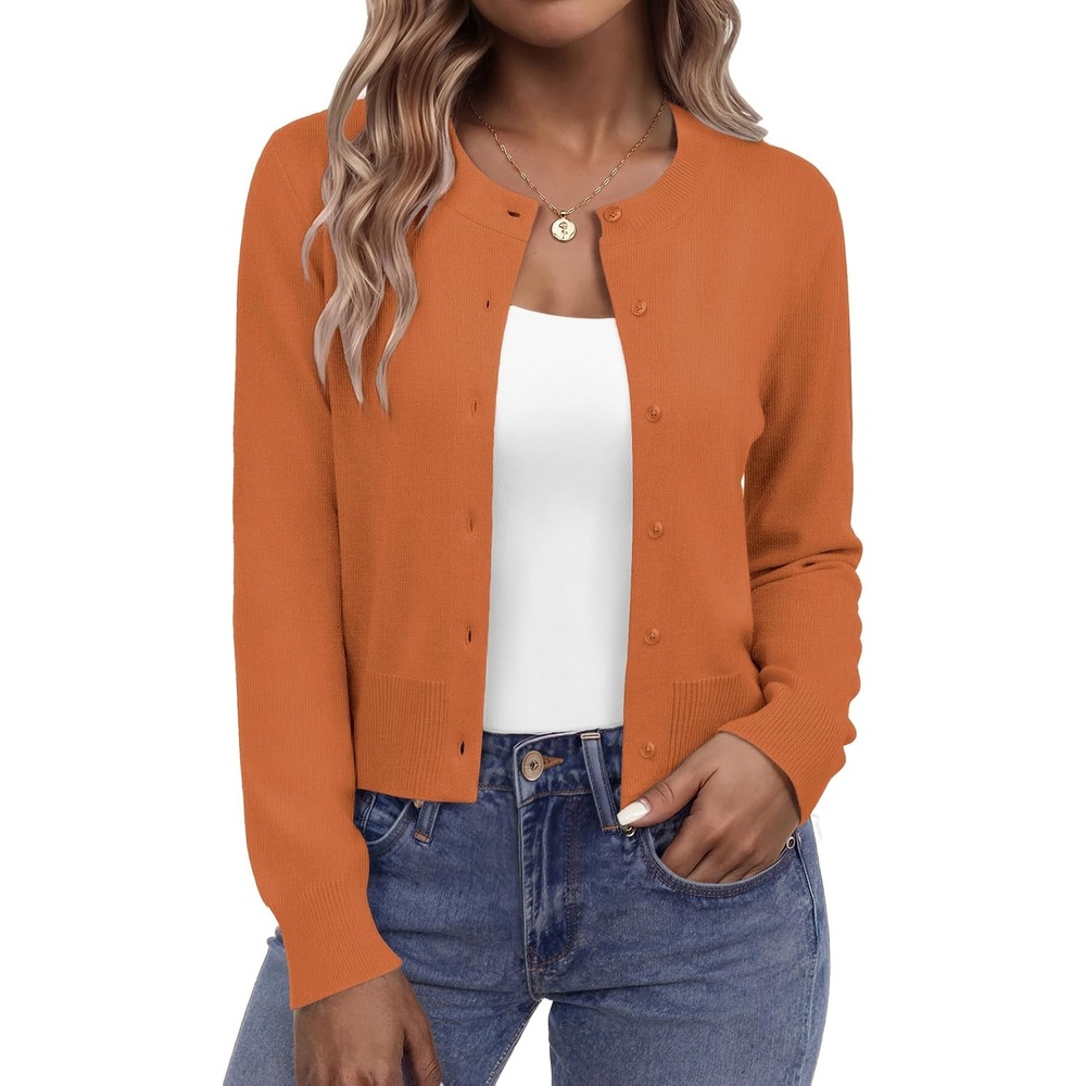 image:imageZeagoo Womens Cropped Cardigan Sweaters Lightweight Bolero Shrug for DressOrange