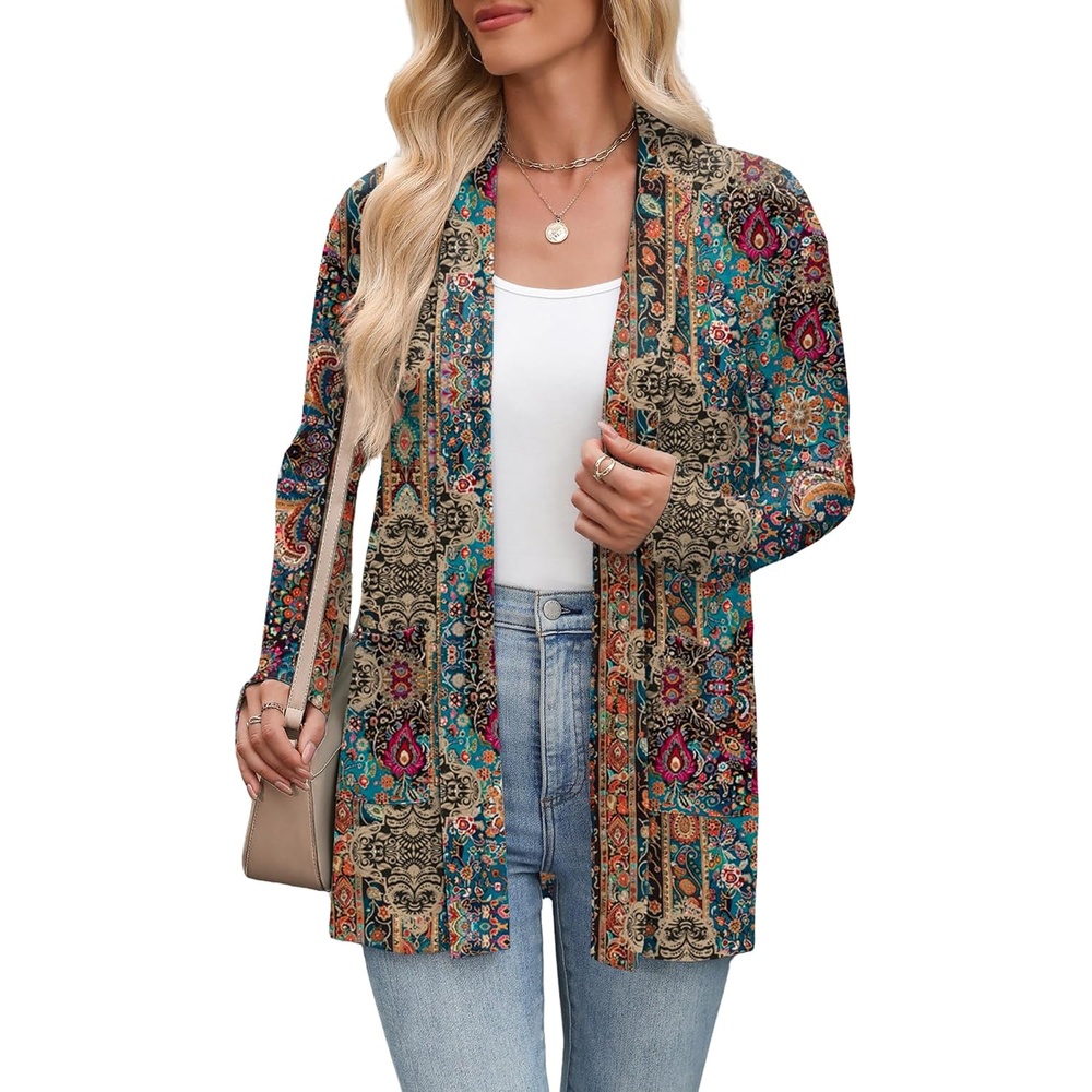 image:imageZeagoo Womens Lightweight Cardigan Open Front Long Sleeve Casual CardigansAmulticolor