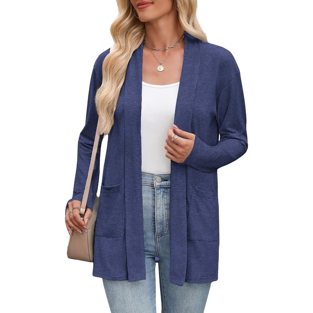 image:imageZeagoo Womens Lightweight Cardigan Open Front Long Sleeve Casual CardigansNavy Blue