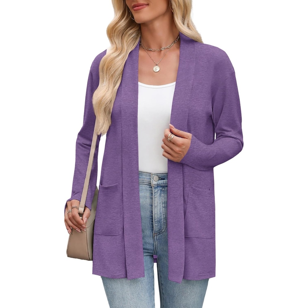image:imageZeagoo Womens Lightweight Cardigan Open Front Long Sleeve Casual CardigansPurple