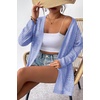 Zeagoo Womens 2026 Summer Crochet Cardigan Sweaters Lightweight Boho Kimono(Light Blue)