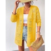 Zeagoo Womens 2026 Summer Crochet Cardigan Sweaters Lightweight Boho Kimono(Yellow)