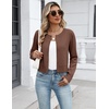 Zeagoo Women’s Cropped Cardigan Sweaters Lightweight Bolero Shrug for Dress(Brown)