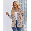 Zeagoo Women’s Lightweight Cardigan Open Front Long Sleeve Casual Cardigans(A-flower Khaki)