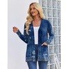 Zeagoo Women’s Lightweight Cardigan Open Front Long Sleeve Casual Cardigans(A-flower Navy)