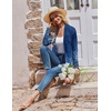 Zeagoo Women’s Lightweight Cardigan Open Front Long Sleeve Casual Cardigans(A-flower Navy)