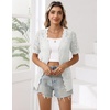 Zeagoo Women’s Short Sleeve Summer Cardigan Crochet Button up Shrug Sweater(A-white)