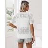 Zeagoo Women’s Short Sleeve Summer Cardigan Crochet Button up Shrug Sweater(A-white)