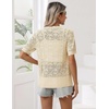 Zeagoo Women’s Short Sleeve Summer Cardigan Crochet Button up Shrug Sweater(Beige)