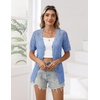 Zeagoo Women’s Short Sleeve Summer Cardigan Crochet Button up Shrug Sweater(Blue)