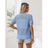 Zeagoo Women’s Short Sleeve Summer Cardigan Crochet Button up Shrug Sweater(Blue)