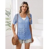 Zeagoo Women’s Short Sleeve Summer Cardigan Crochet Button up Shrug Sweater(Blue)