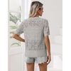Zeagoo Women’s Short Sleeve Summer Cardigan Crochet Button up Shrug Sweater(Grey)