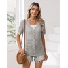 Zeagoo Women’s Short Sleeve Summer Cardigan Crochet Button up Shrug Sweater(Grey)
