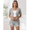 Zeagoo Women’s Short Sleeve Summer Cardigan Crochet Button up Shrug Sweater(Grey)