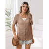 Zeagoo Women’s Short Sleeve Summer Cardigan Crochet Button up Shrug Sweater(Khaki)