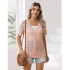 Zeagoo Women’s Short Sleeve Summer Cardigan Crochet Button up Shrug Sweater(Pink)