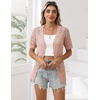 Zeagoo Women’s Short Sleeve Summer Cardigan Crochet Button up Shrug Sweater(Pink)